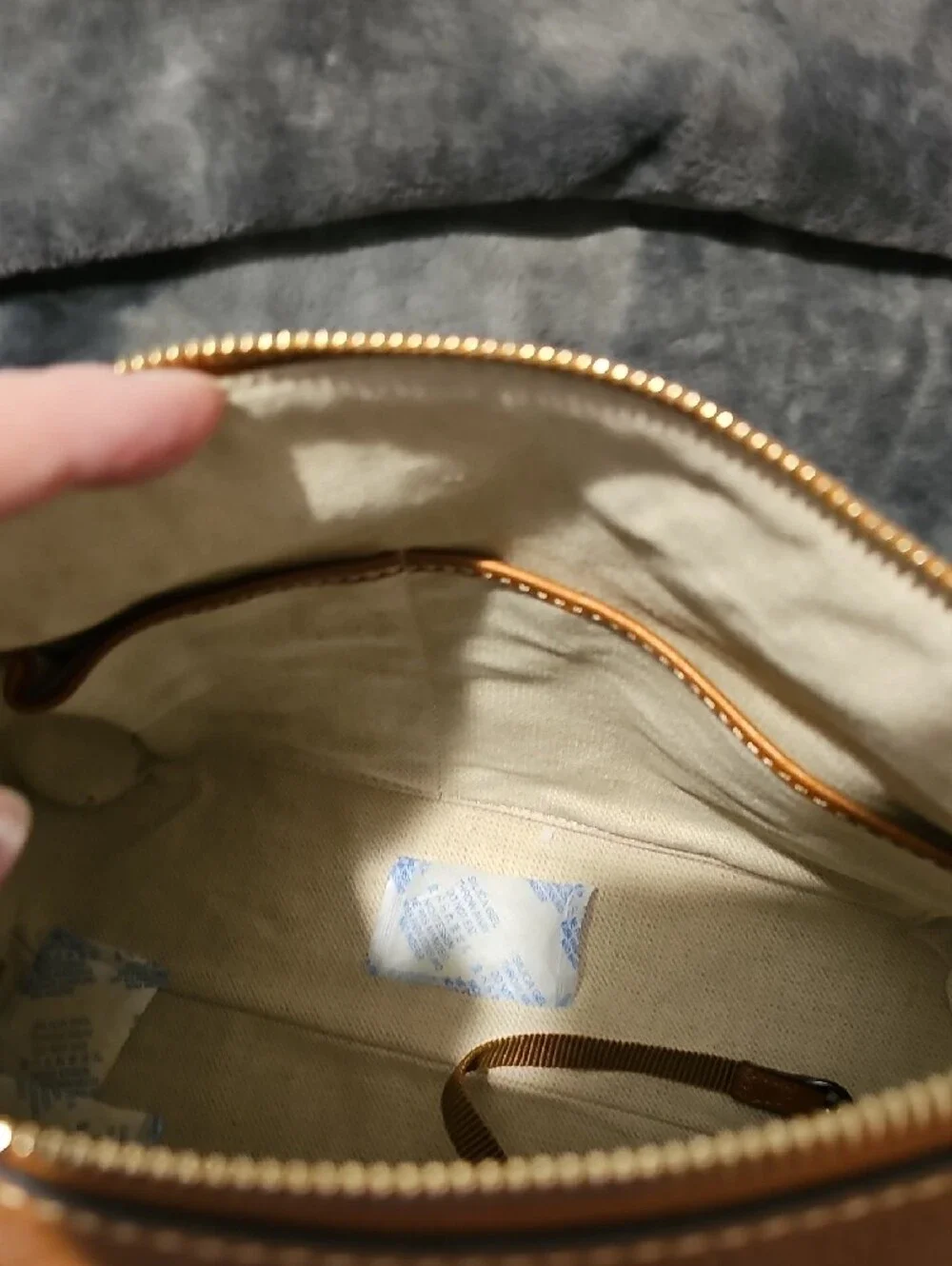Dooney & Bourke Brown/Tan Leather Satchel with Detachable Strap